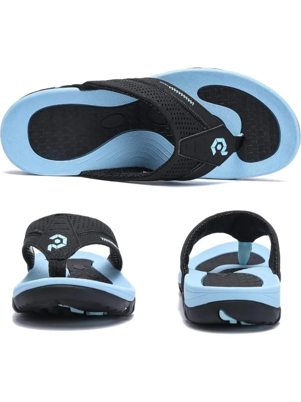 Men's Black&Blue Flip-flops Thongs Sandals Durable Comfort Slippers For Casual